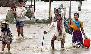 Inundación por lluvias monzónicas en la India